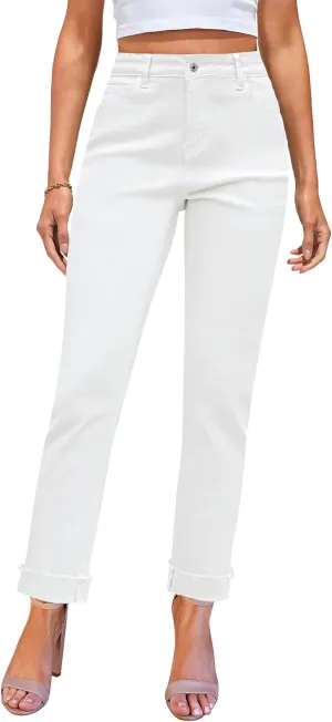 GRAPENT Jeans for Women Trendy High Waisted Slim Straight Leg Mom Jeans Stretchy Denim Pants Trouser Jeans with Pockets