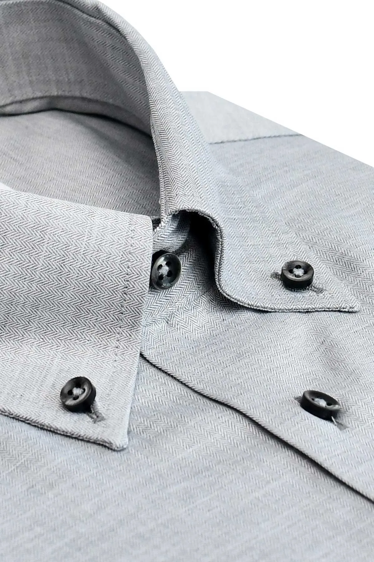 Grey houndstooth button down regular fit shirt