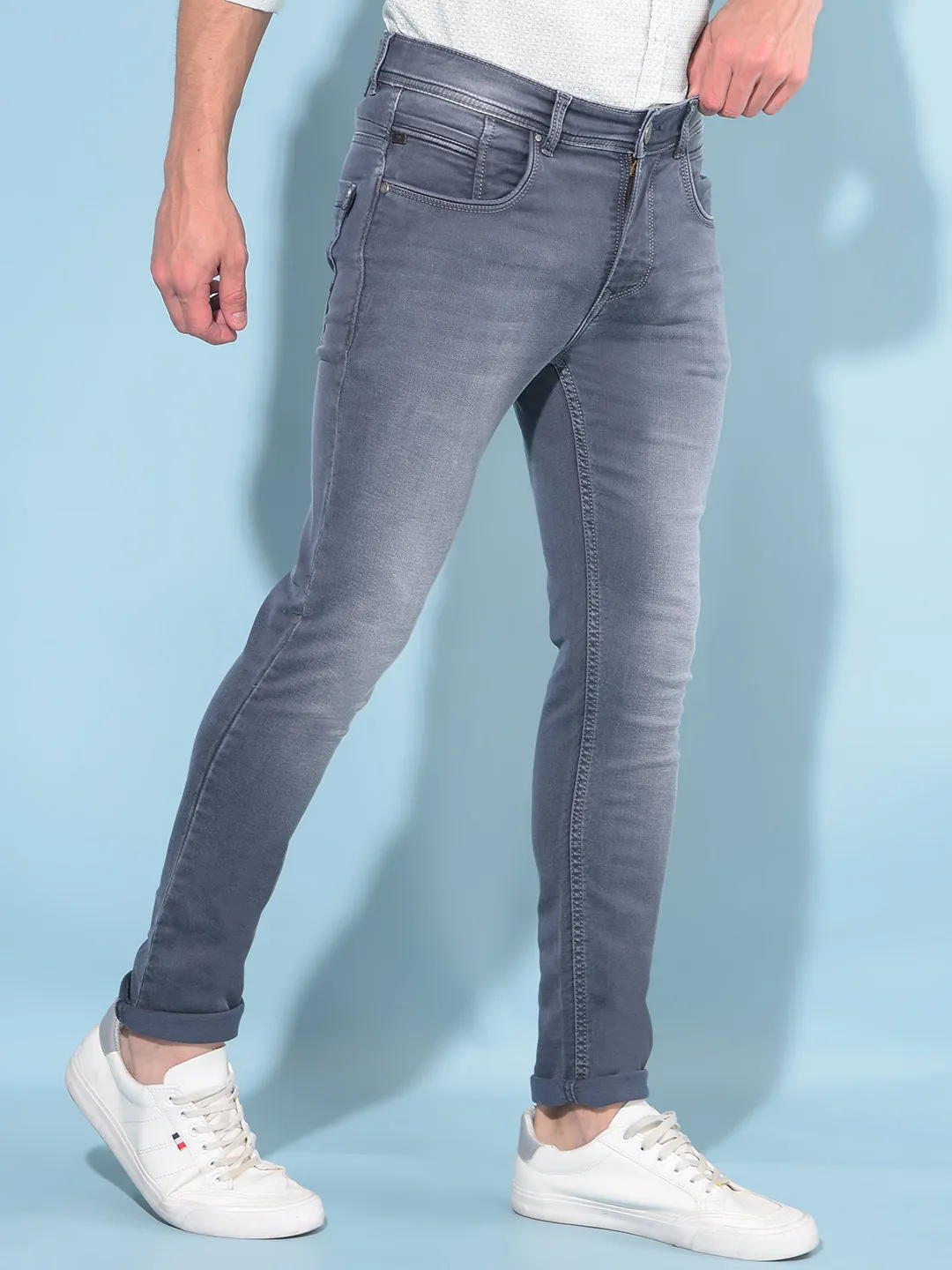 Grey Skinny Cotton Jeans