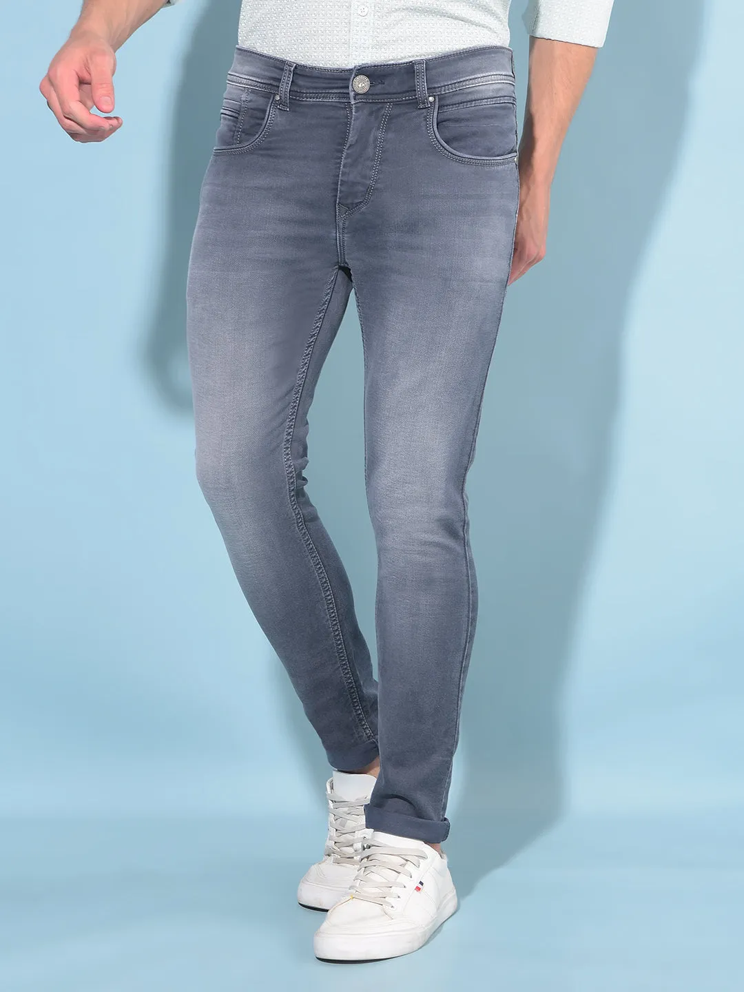Grey Skinny Cotton Jeans