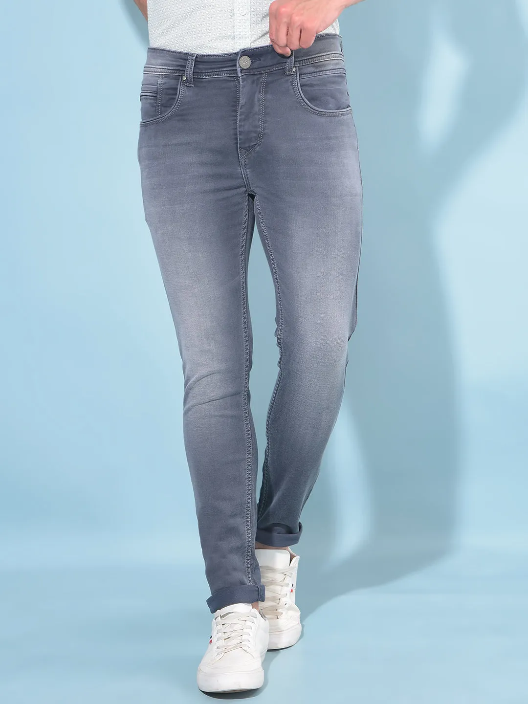 Grey Skinny Cotton Jeans