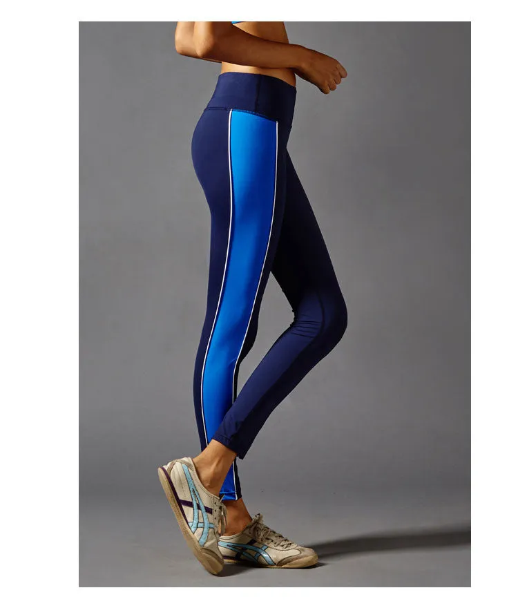 GYMNA COLOR BLOCK LEGGINGS IN NAVY AND BLUE