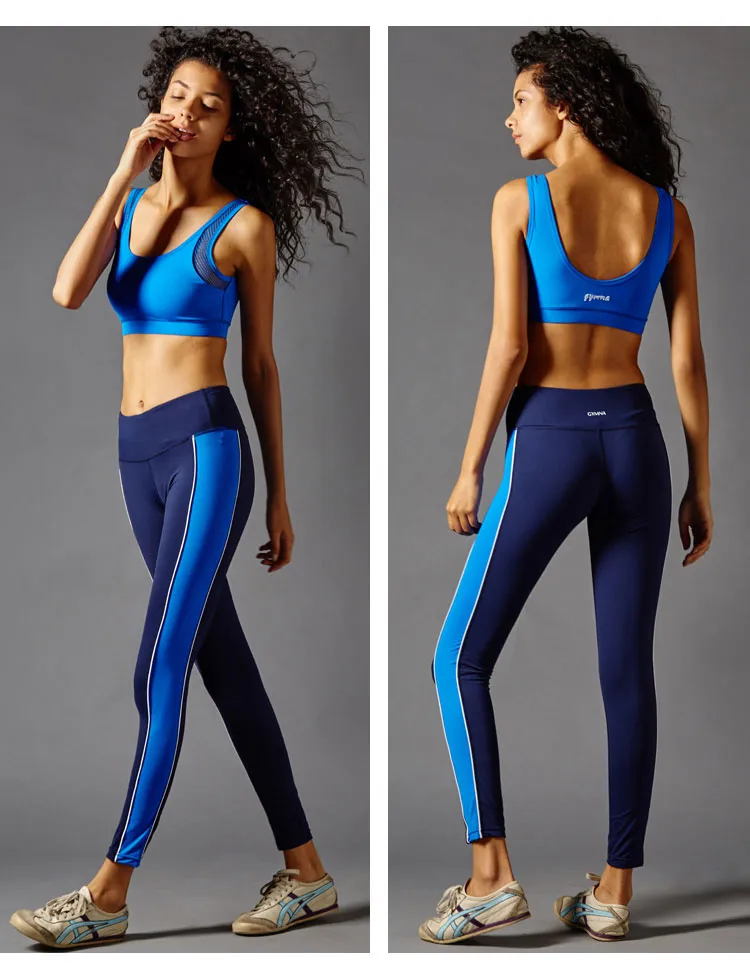 GYMNA COLOR BLOCK LEGGINGS IN NAVY AND BLUE