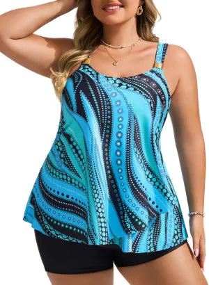 Hanna Nikole Womens Tankini Swimsuits 2 Piece Bathing Suit Flowy Ruffle Tankini Tops with Swim Shorts