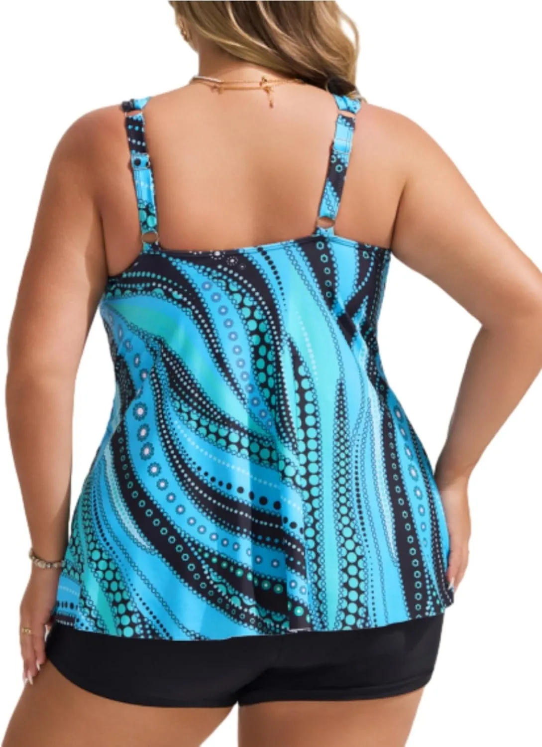 Hanna Nikole Womens Tankini Swimsuits 2 Piece Bathing Suit Flowy Ruffle Tankini Tops with Swim Shorts