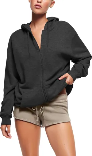 Hat and Beyond Womens Ultimate Heavyweight Zip Up Hoodie Jacket Loose Fit Essentials Fleece Oversized Outerwear XS-5XL