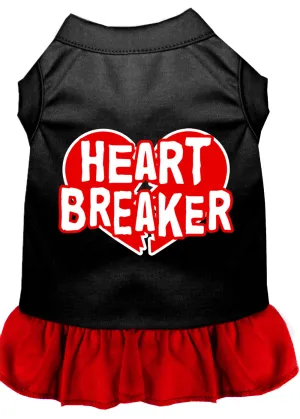 Heart Breaker Screen Print Dog Dress Black With Red Med