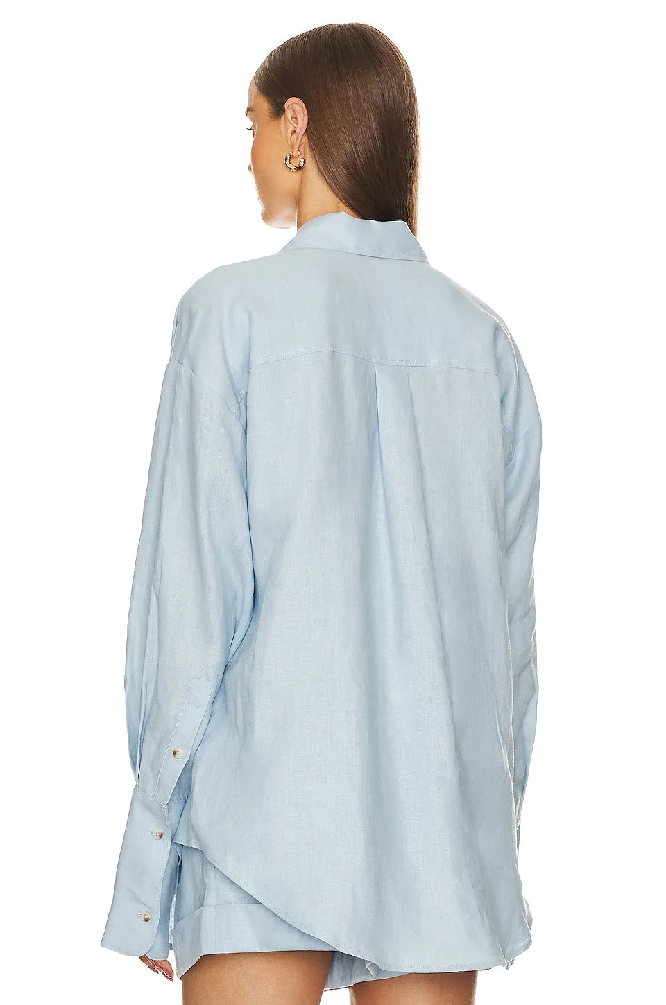 Helsa Linen Button Down Shirt, Chambray Blue