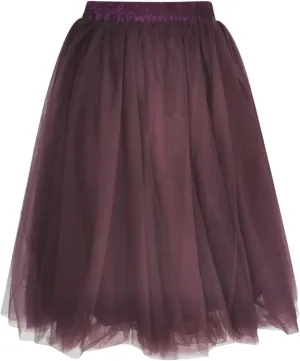 HGps8w Women's A-Line Pleated Tulle Midi Skirt Elegant Multilayer Elastic Waist Mesh Lace Tulle Tutu Daily Dance Skirts