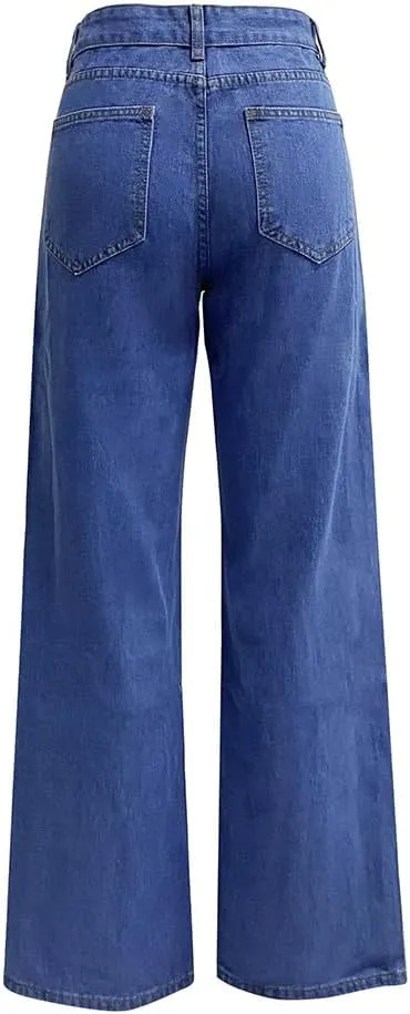 High Waist Jeans for Women Wide Leg Straight Boyfriend Denim Pants Baggy Casual Trendy Jeans Trousers