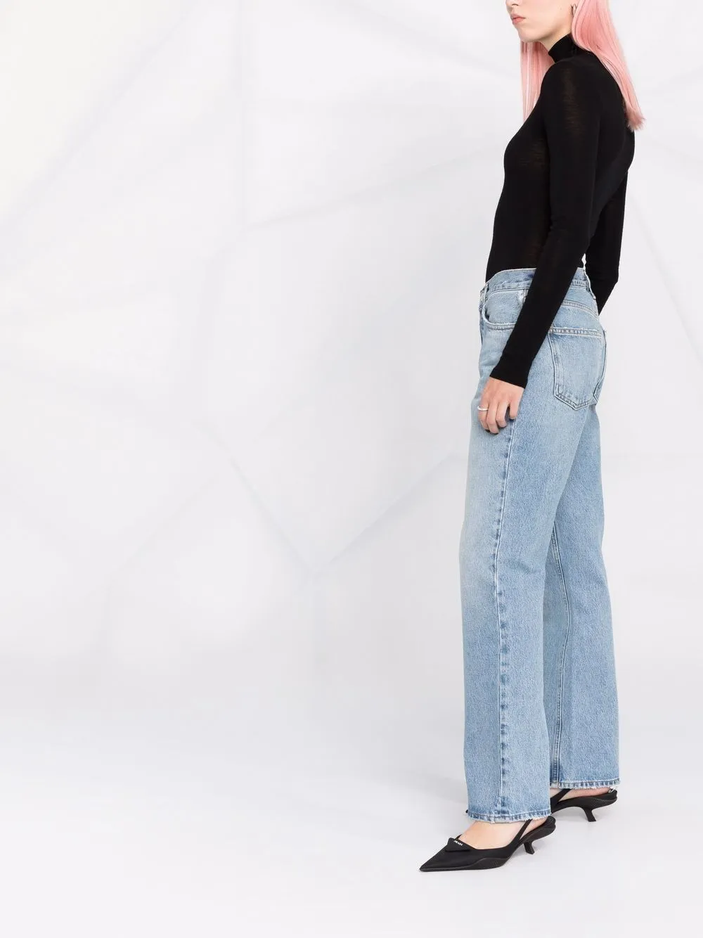 high-waisted bootcut jeans