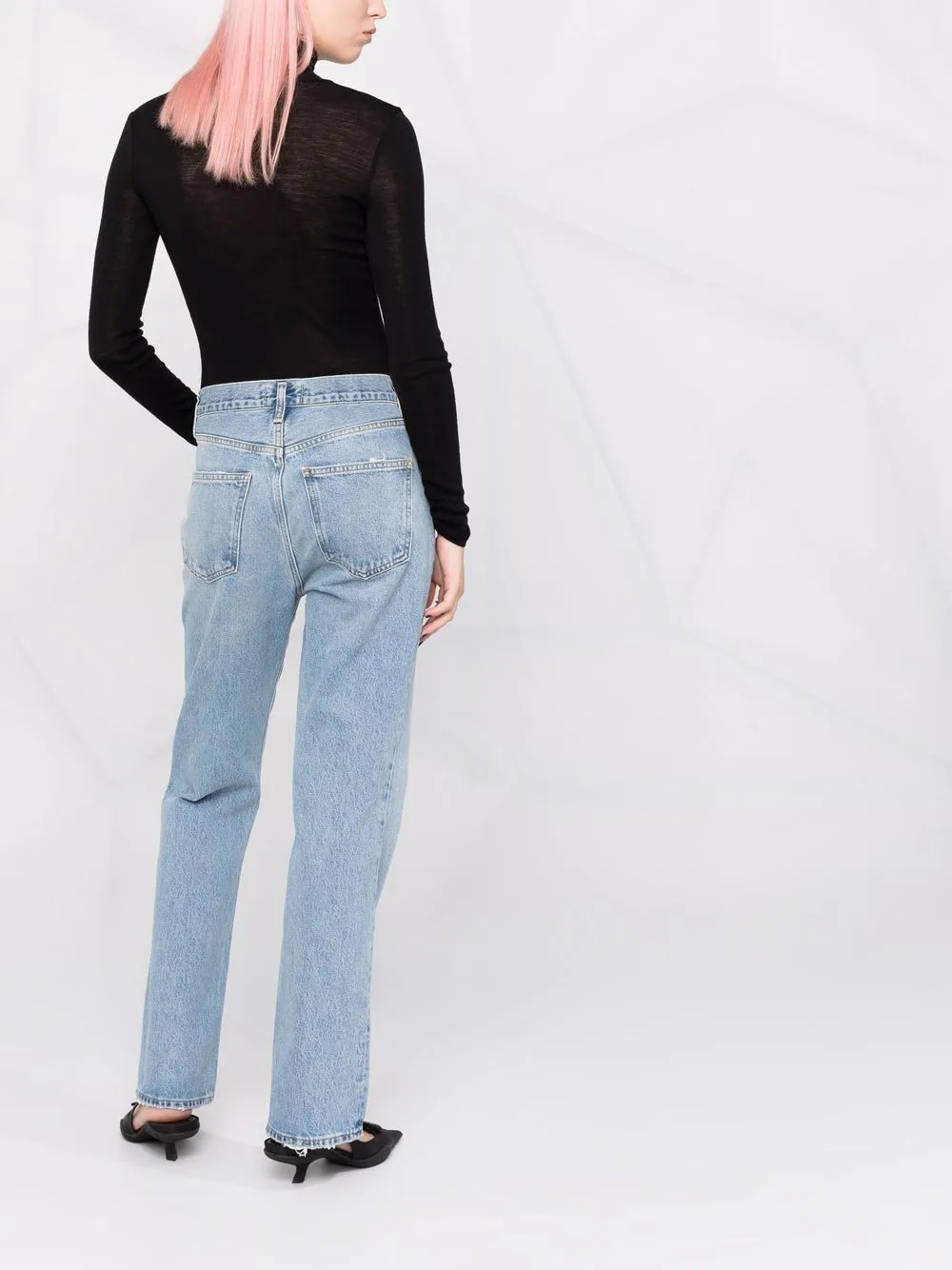 high-waisted bootcut jeans
