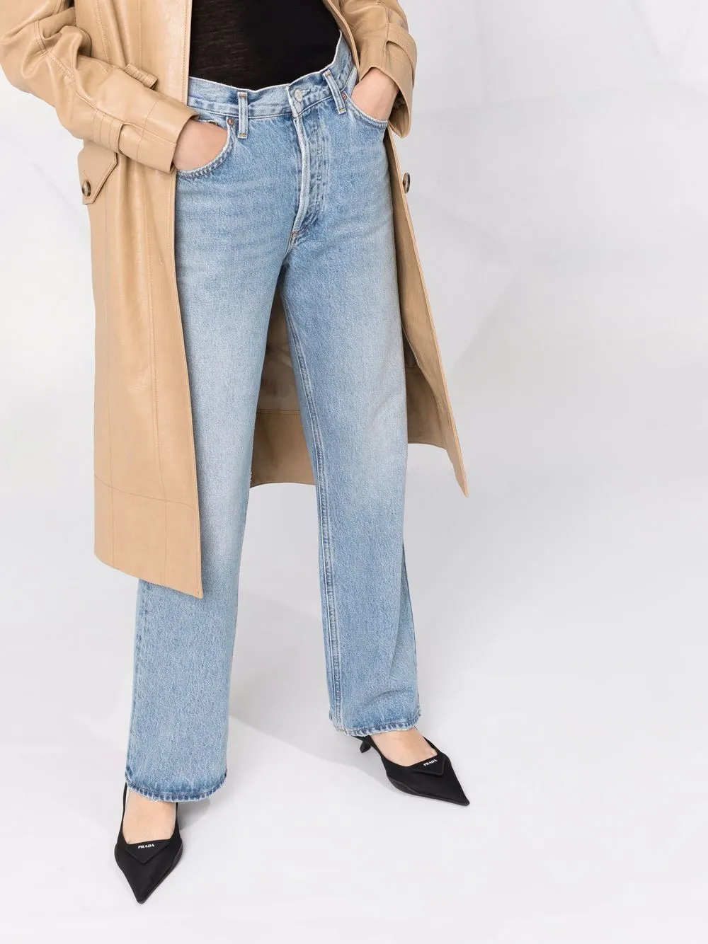 high-waisted bootcut jeans