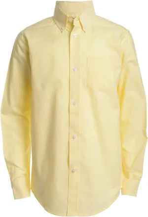 IZOD Boys' Long Sleeve Solid Button-Down Collared Oxford Shirt with Chest Pocket