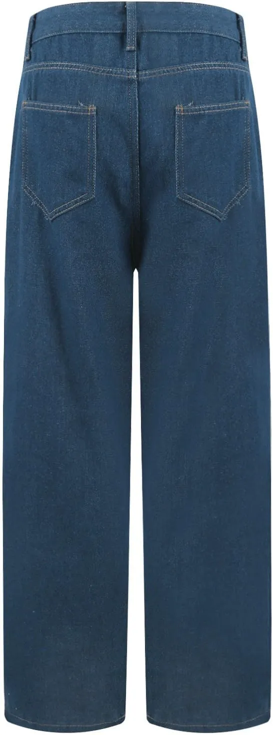 Jeans for Women Trendy Plus Size Casual High Waisted Lounge Baggy Wide Leg Denim Pants with Pockets