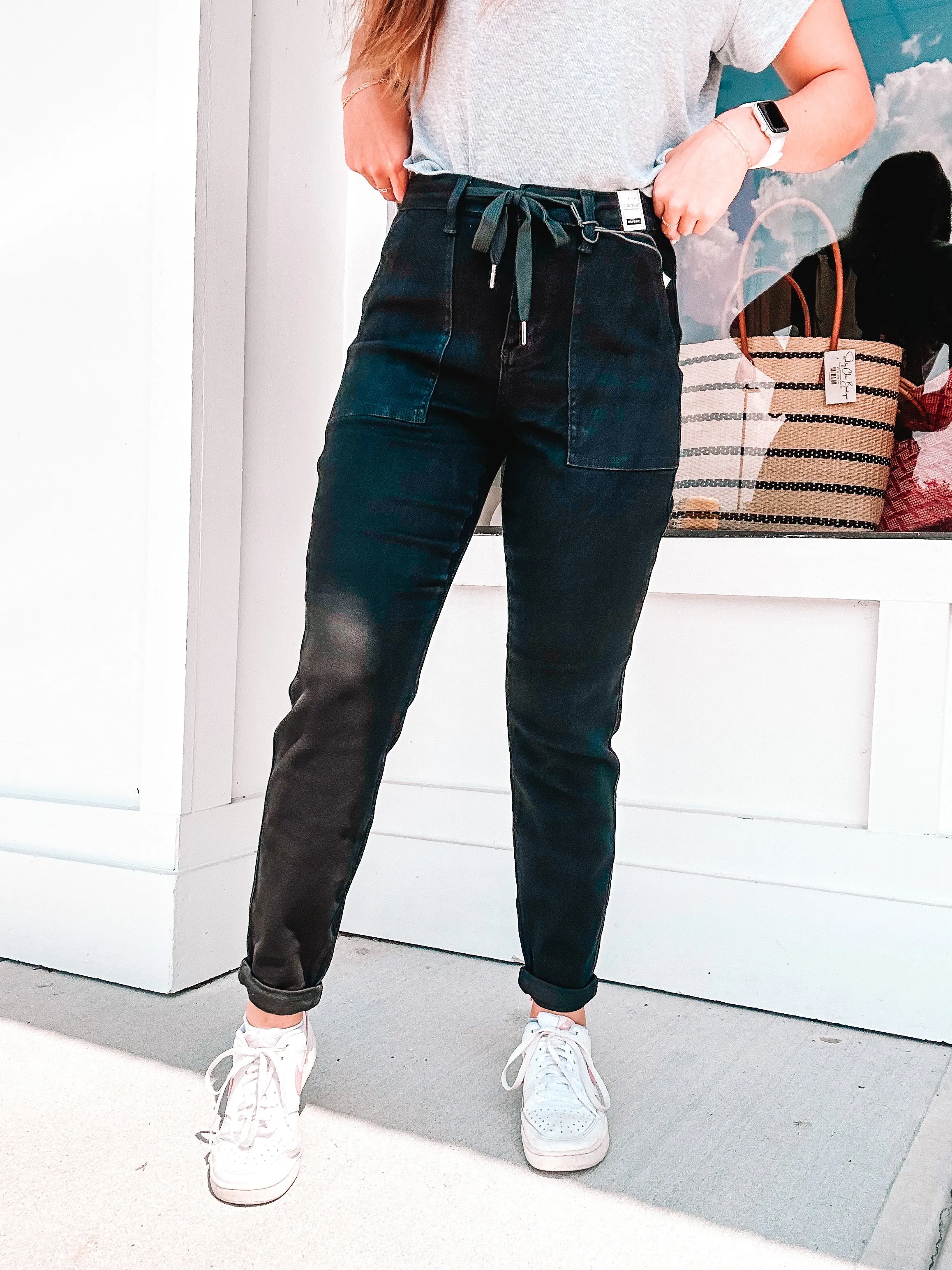 Judy Blue HW Jet Black Double Roll Cuff Jogger