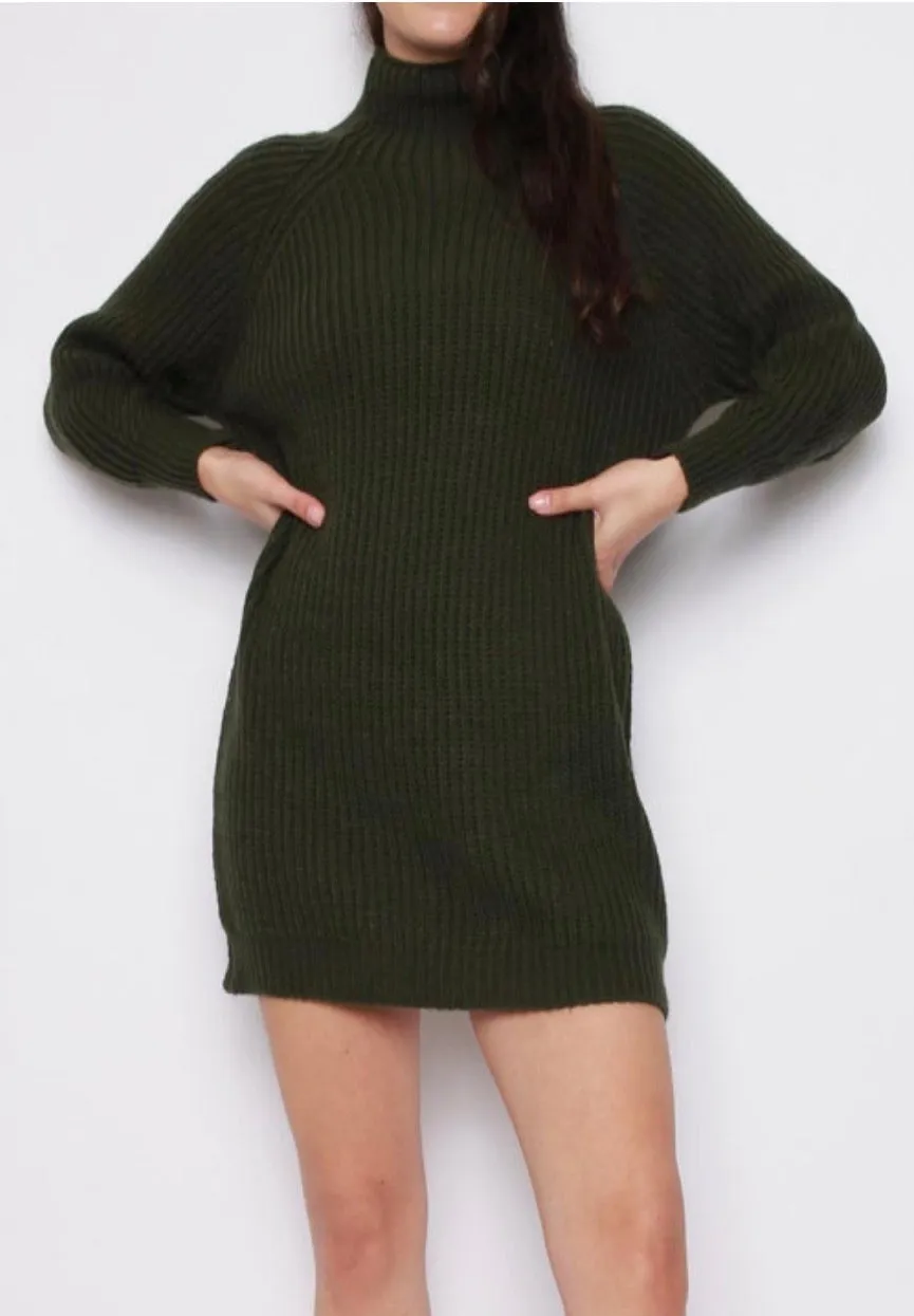 Ladies High Neck Batwing Soft knitted dress