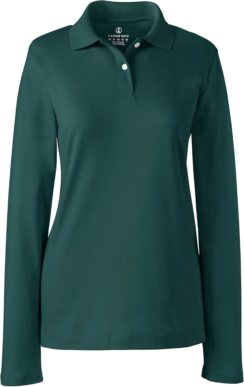 Lands' End School Uniform Women's Long Sleeve Feminine Fit Interlock Polo Shirt