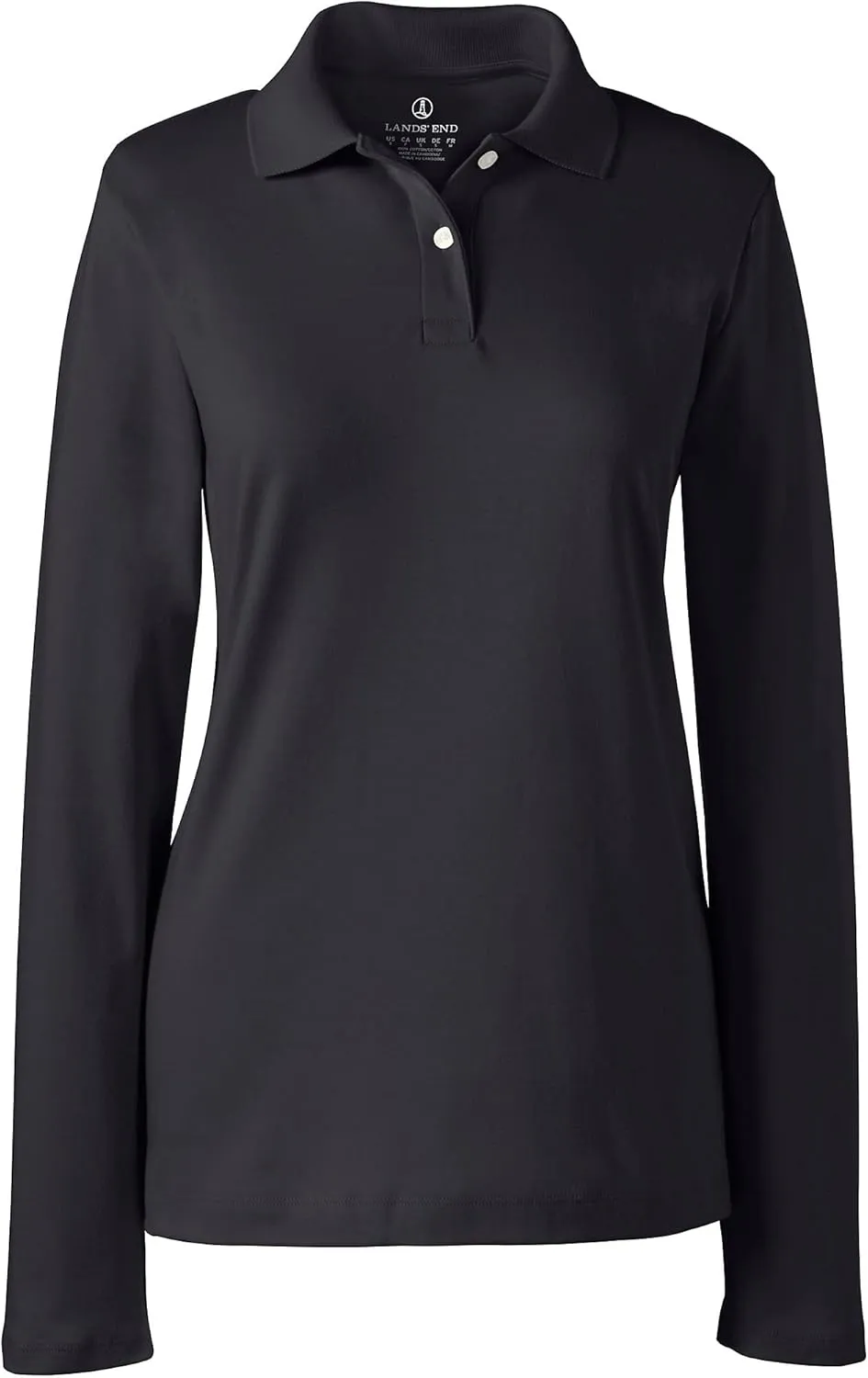 Lands' End School Uniform Women's Long Sleeve Feminine Fit Interlock Polo Shirt