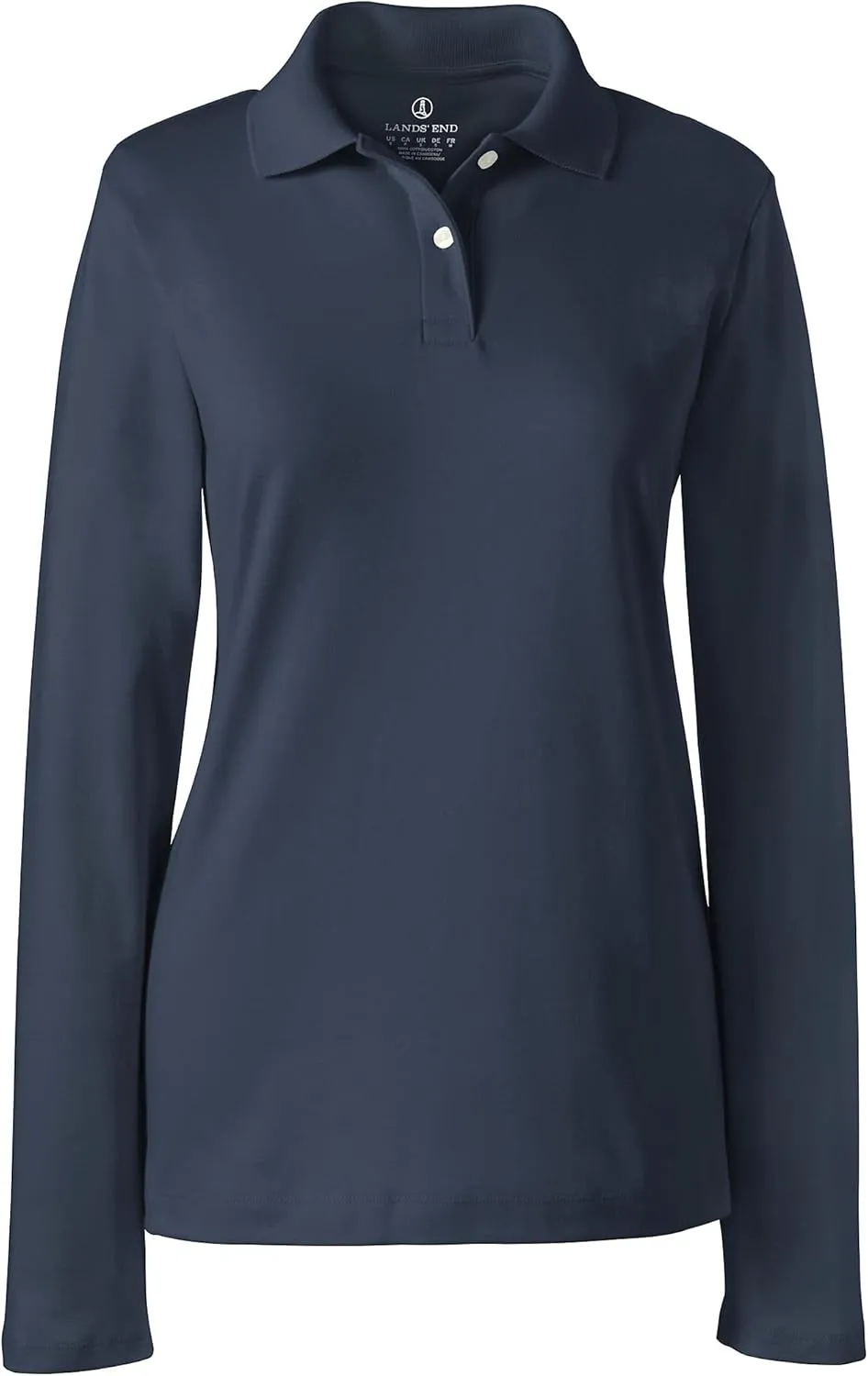 Lands' End School Uniform Women's Long Sleeve Feminine Fit Interlock Polo Shirt