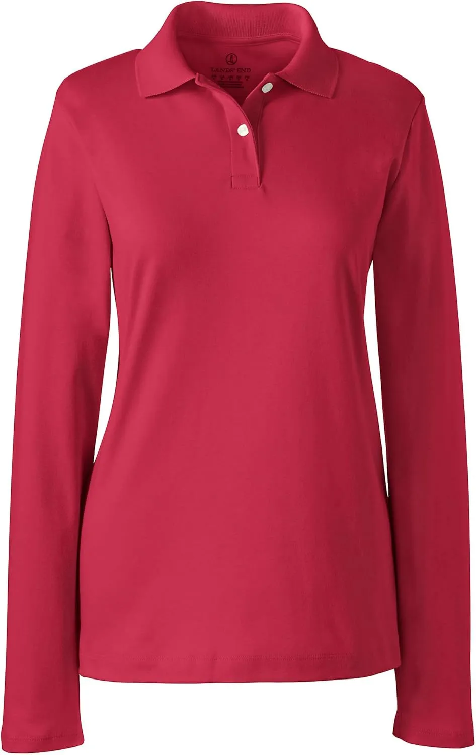 Lands' End School Uniform Women's Long Sleeve Feminine Fit Interlock Polo Shirt