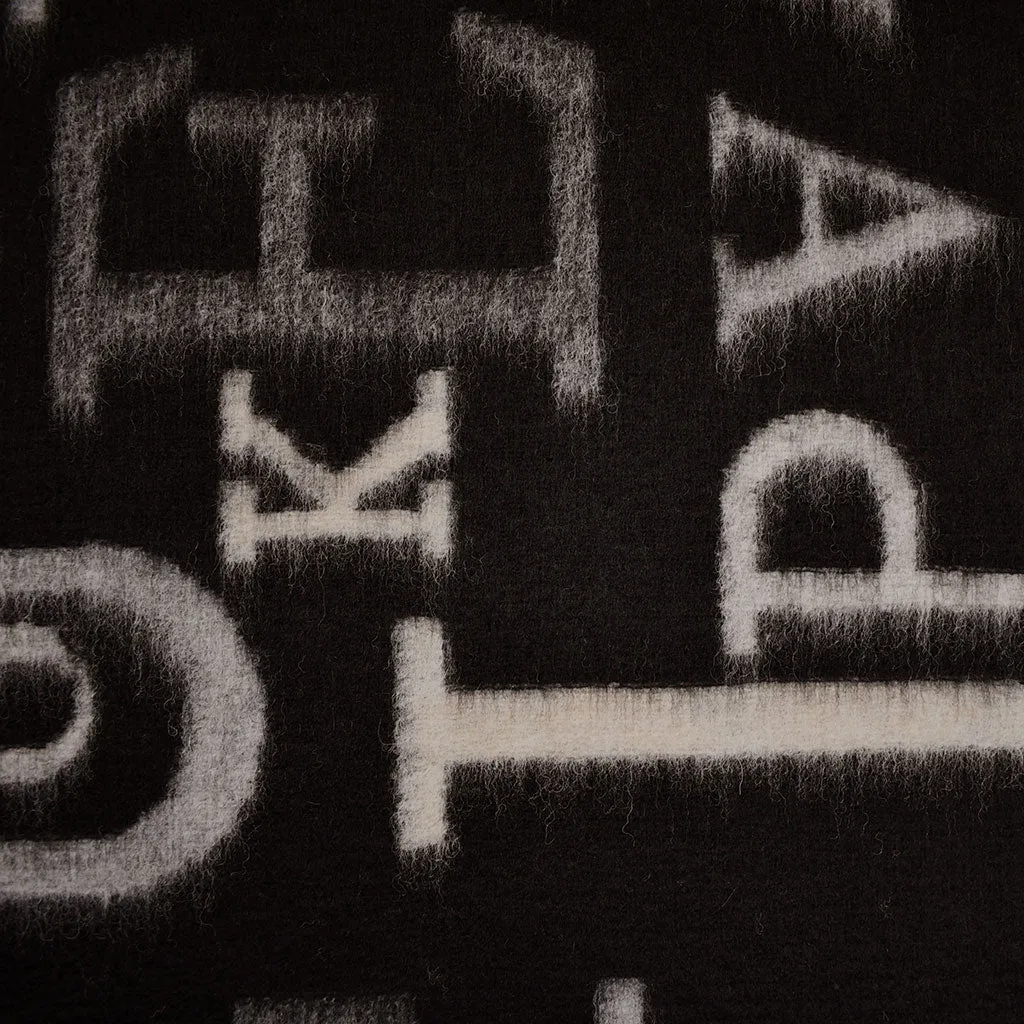 Letter Collage Plush Wool Blend Fleece Coating Black/Natural