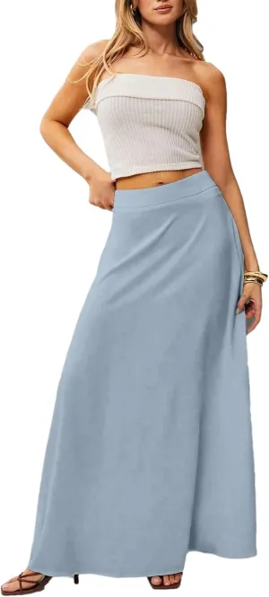 Long Skirts for Women 2025 Summer Vacation High Waisted A Line Skirt Elegant Work Office Flowy Maxi Skirt with Pockets