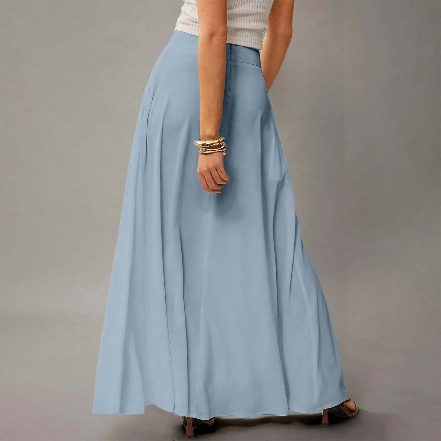 Long Skirts for Women 2025 Summer Vacation High Waisted A Line Skirt Elegant Work Office Flowy Maxi Skirt with Pockets
