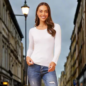 Long Sleeve Fitted Top - White