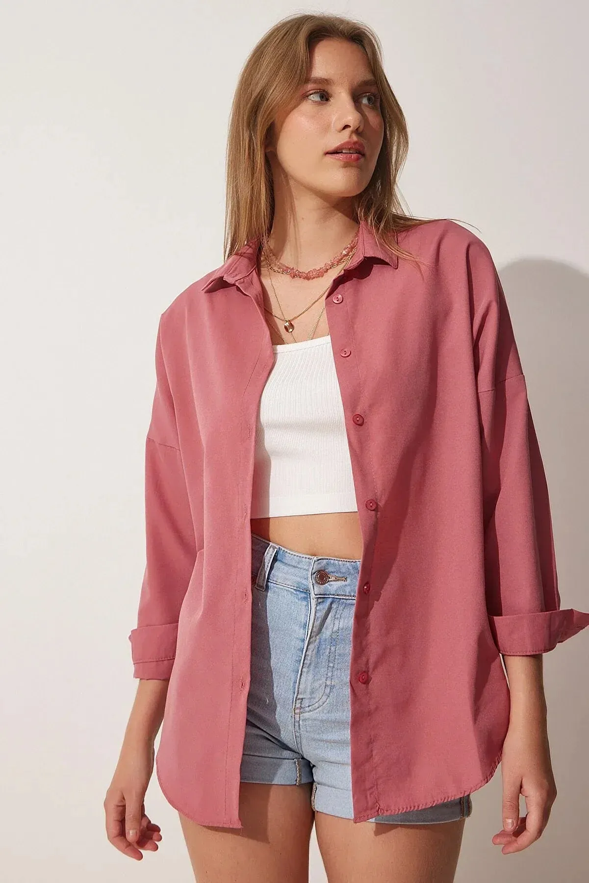 Loose Fit Black Button Down Shirt