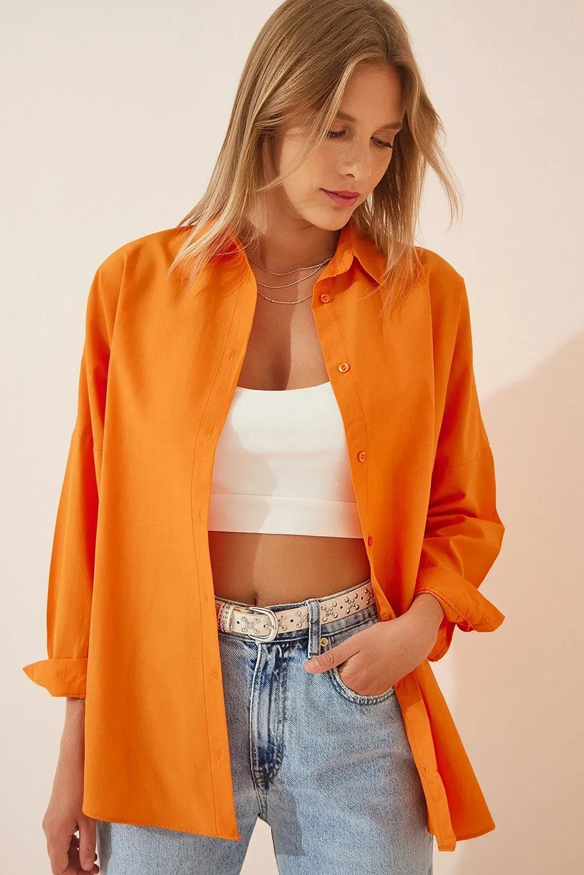 Loose Fit Black Button Down Shirt