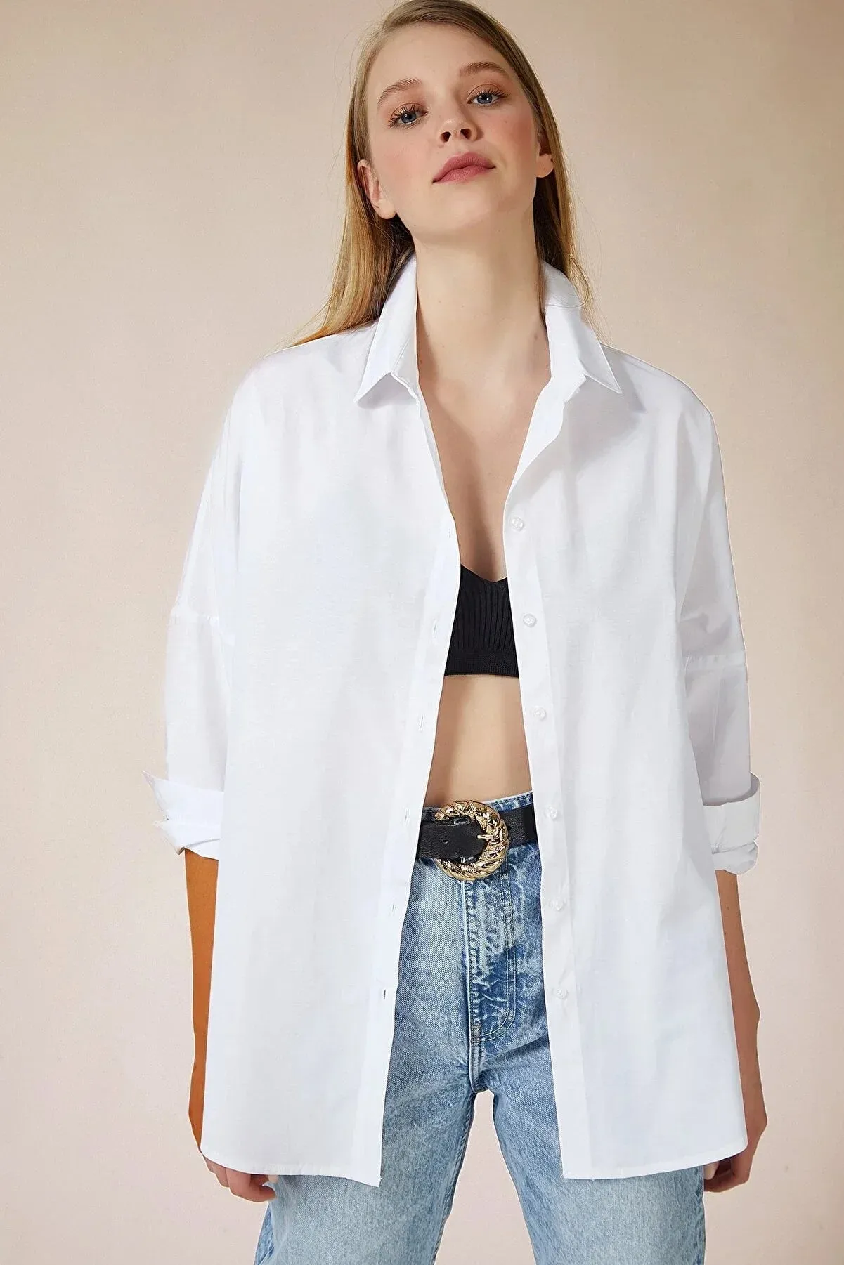 Loose Fit Black Button Down Shirt
