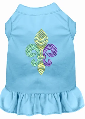 Mardi Gras Fleur De Lis Rhinestone Dress Baby Blue Xs