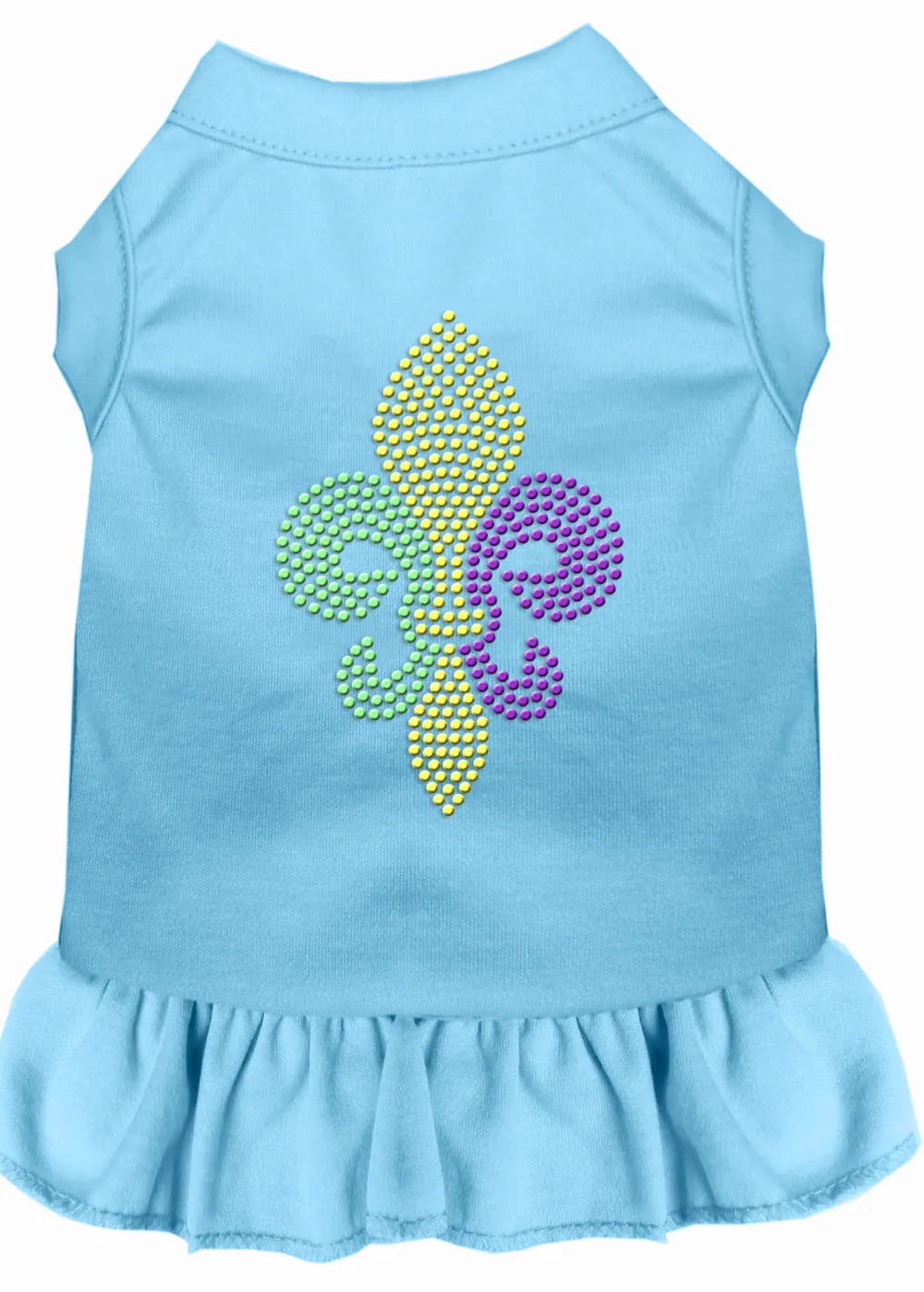 Mardi Gras Fleur De Lis Rhinestone Dress Baby Blue Xs