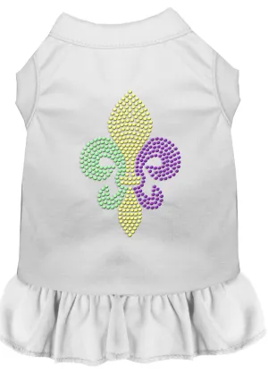 Mardi Gras Fleur De Lis Rhinestone Dress White Xl