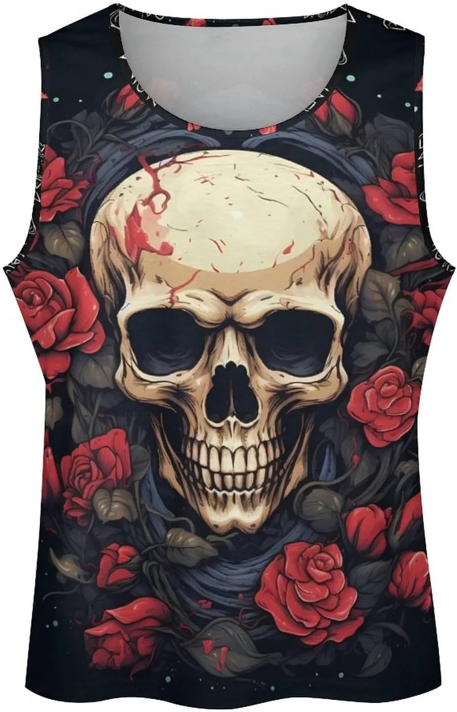 MARSVOVO Mens Tank Top Skull Muscle Summer Casual Stylish Tank Western Shirts for Men Summer Beach Quick Dry Gym Vest