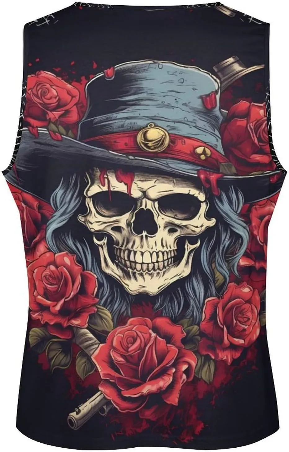 MARSVOVO Mens Tank Top Skull Muscle Summer Casual Stylish Tank Western Shirts for Men Summer Beach Quick Dry Gym Vest