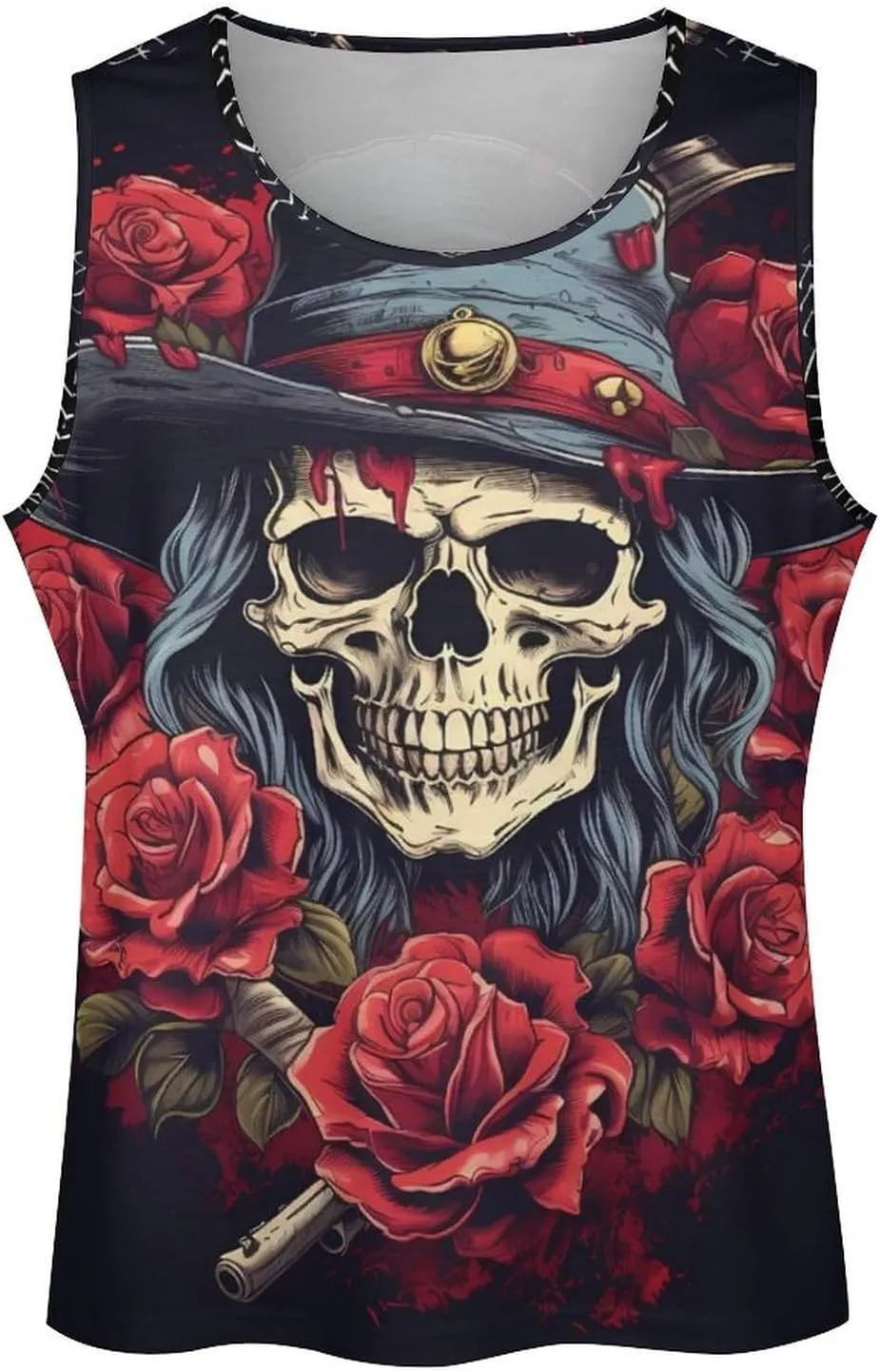 MARSVOVO Mens Tank Top Skull Muscle Summer Casual Stylish Tank Western Shirts for Men Summer Beach Quick Dry Gym Vest