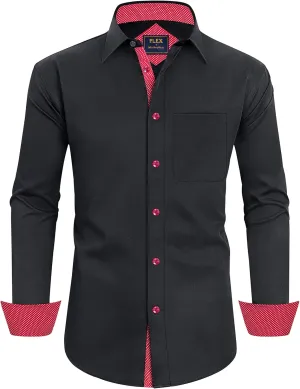 Men Dress Shirt Casual Button Down Long Sleeve Shirt Wrinkle Free Regular Fit Business Shirt