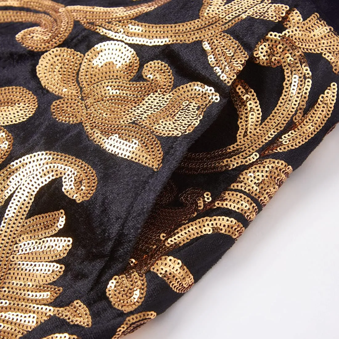 Men Fashionable Floral Pattern Sequins Two Pieces Set Suits