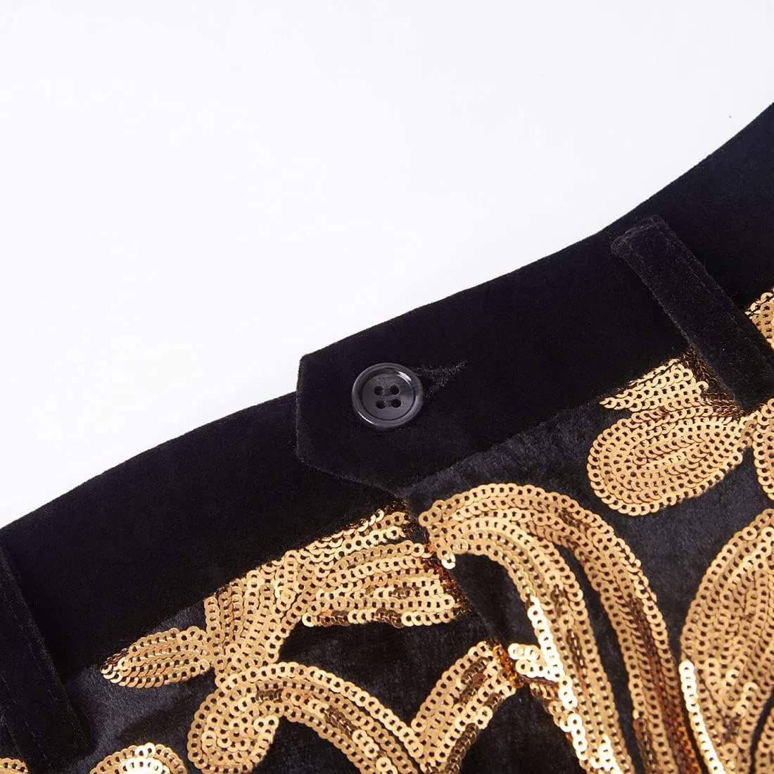 Men Fashionable Floral Pattern Sequins Two Pieces Set Suits