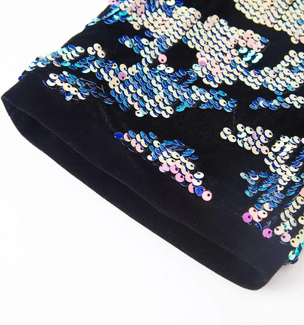 Men Fashionable Floral Pattern Sequins Two Pieces Set Suits