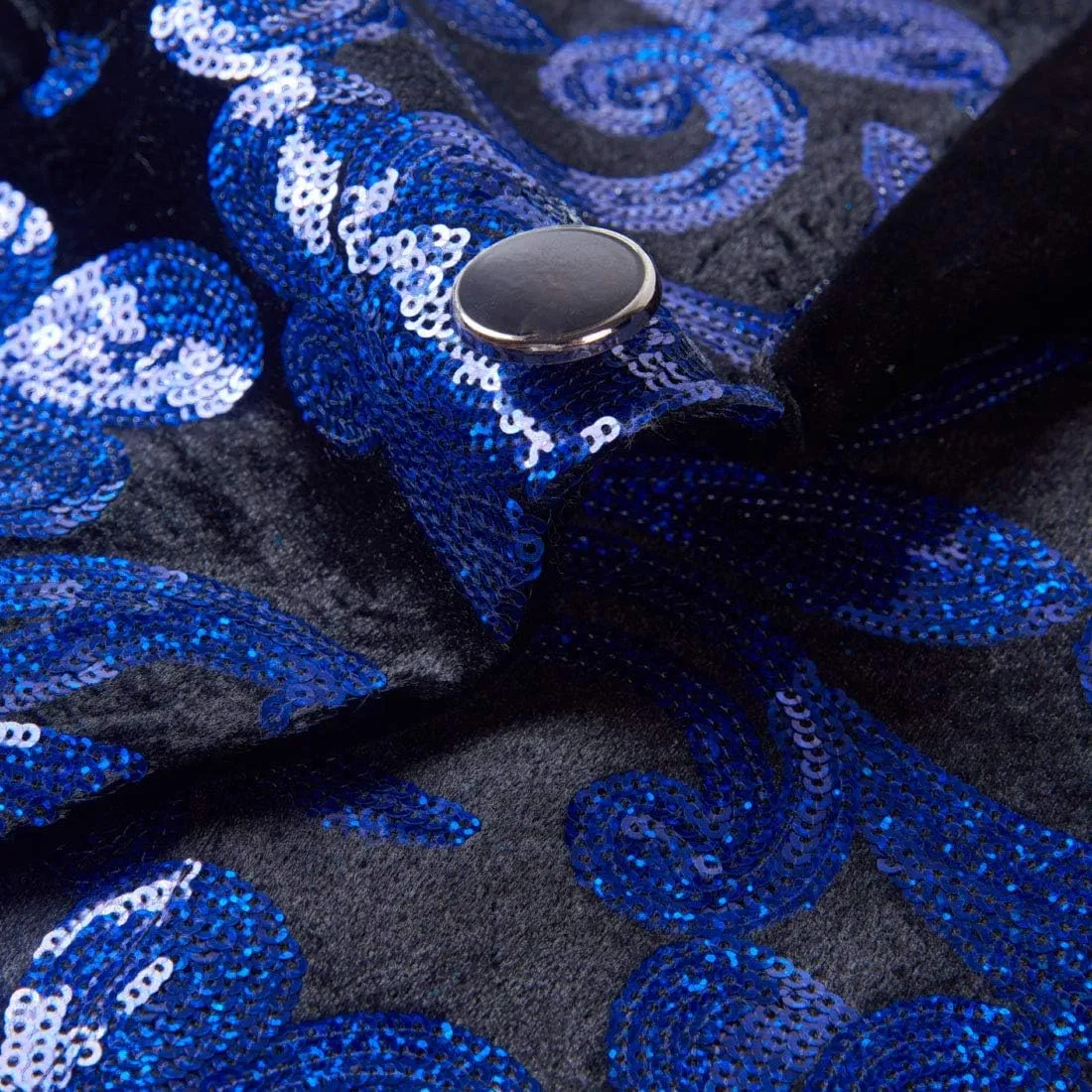 Men Fashionable Floral Pattern Sequins Two Pieces Set Suits