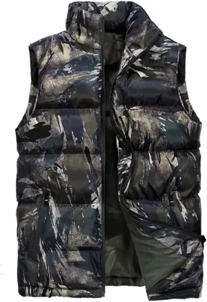 Men's Camo1 Windproof Thickened Cotton Undershirt Warm Sleeveless Bread Vest