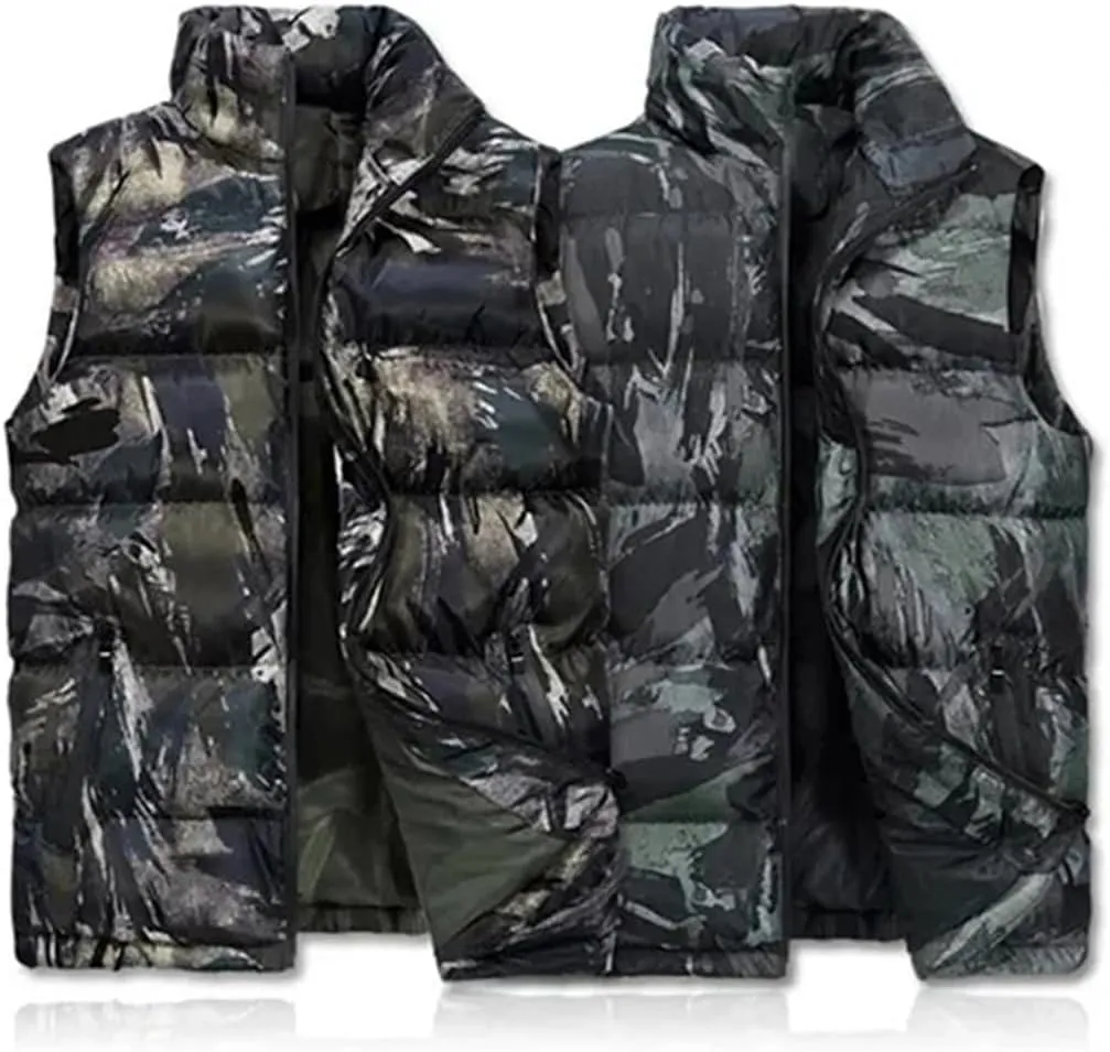 Men's Camo1 Windproof Thickened Cotton Undershirt Warm Sleeveless Bread Vest