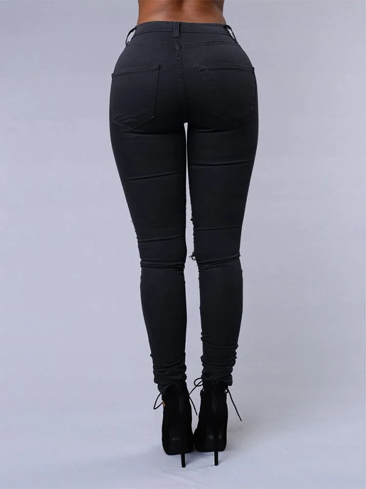 Mid-High Ripped Jeans