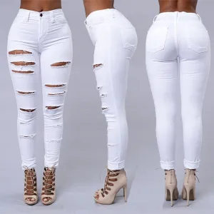 Mid-High Ripped Jeans