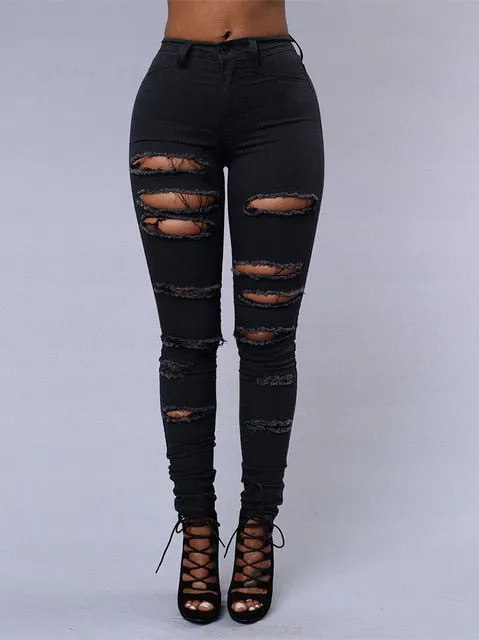 Mid-High Ripped Jeans