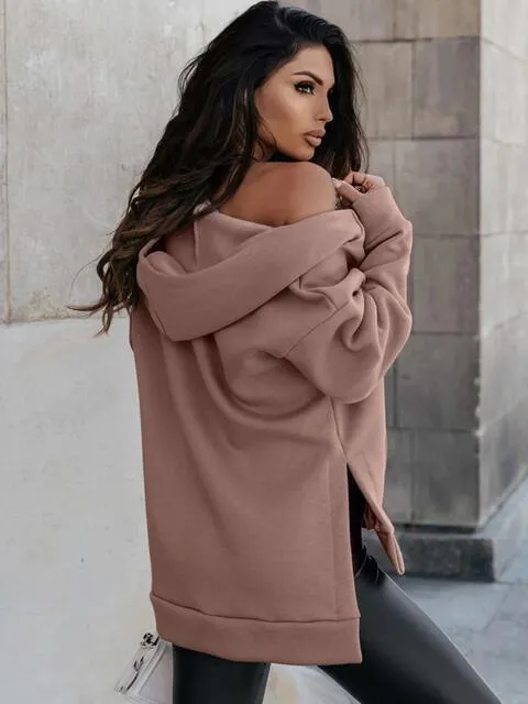 Modern Outerwear Slit Zip Up Hoodie