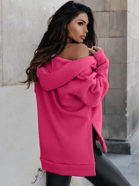 Modern Outerwear Slit Zip Up Hoodie